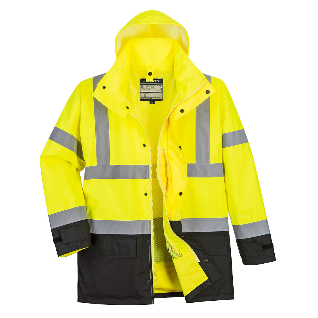 Portwest US768 Hi-Vis 5-in-1 Contrast Executive Jacket - Yellow/Black, front