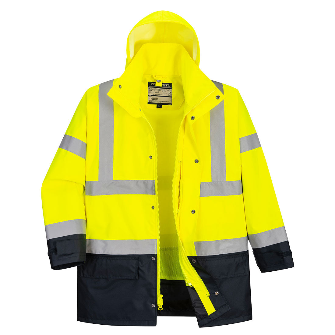 Portwest US768 Hi-Vis 5-in-1 Contrast Executive Jacket - Yellow/Navy, front