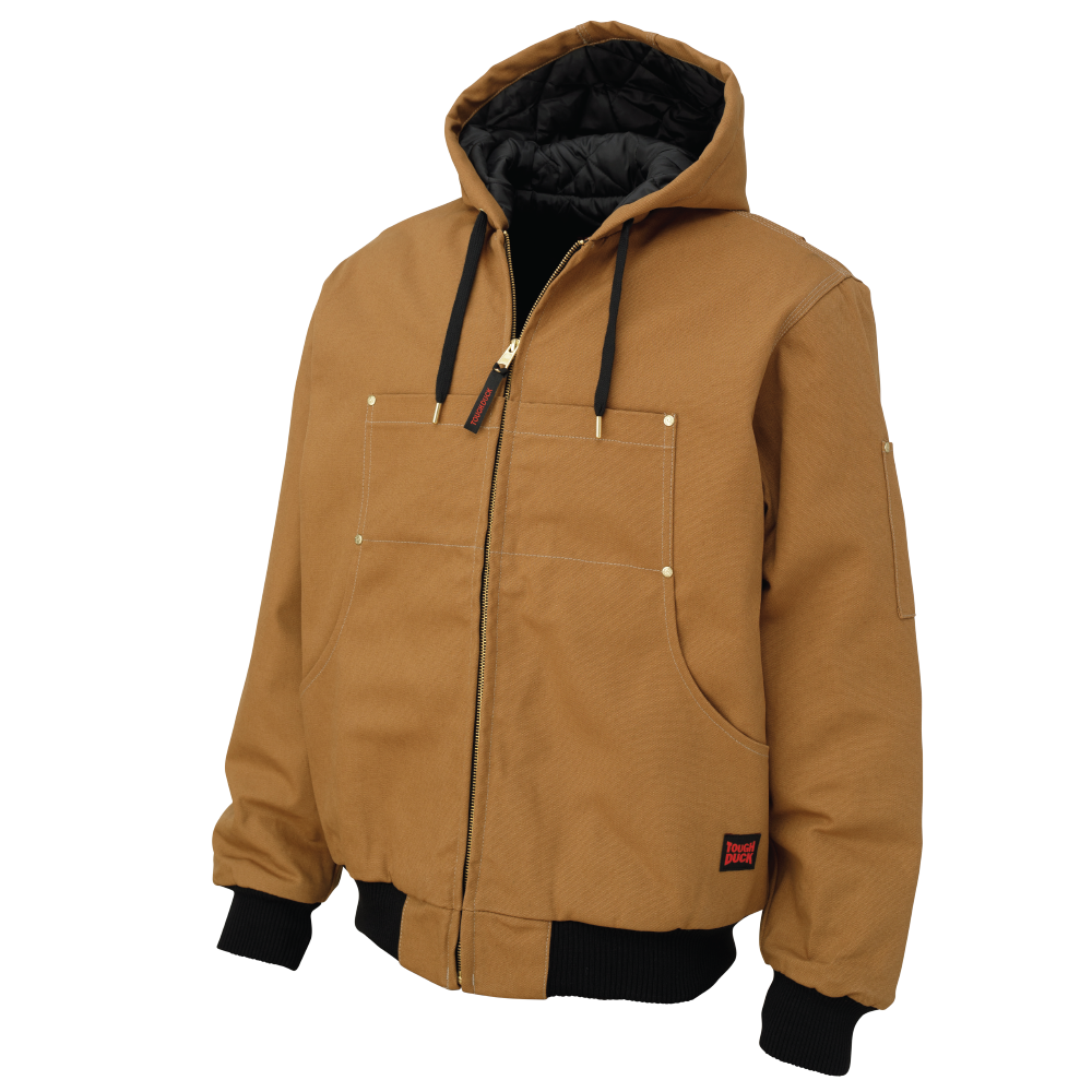 Tough Duck WJ30 Duck Classic Hooded Bomber Jacket - Brown