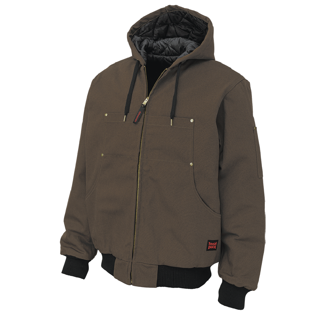 Tough Duck WJ30 Duck Classic Hooded Bomber Jacket - Dark Brown