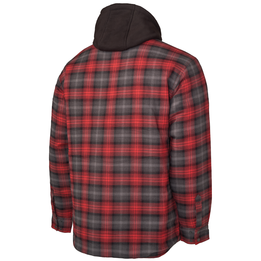 Tough Duck WS06 Quilt-Lined Hooded Flannel Jac-Shirt - Red/Charcoal Plaid