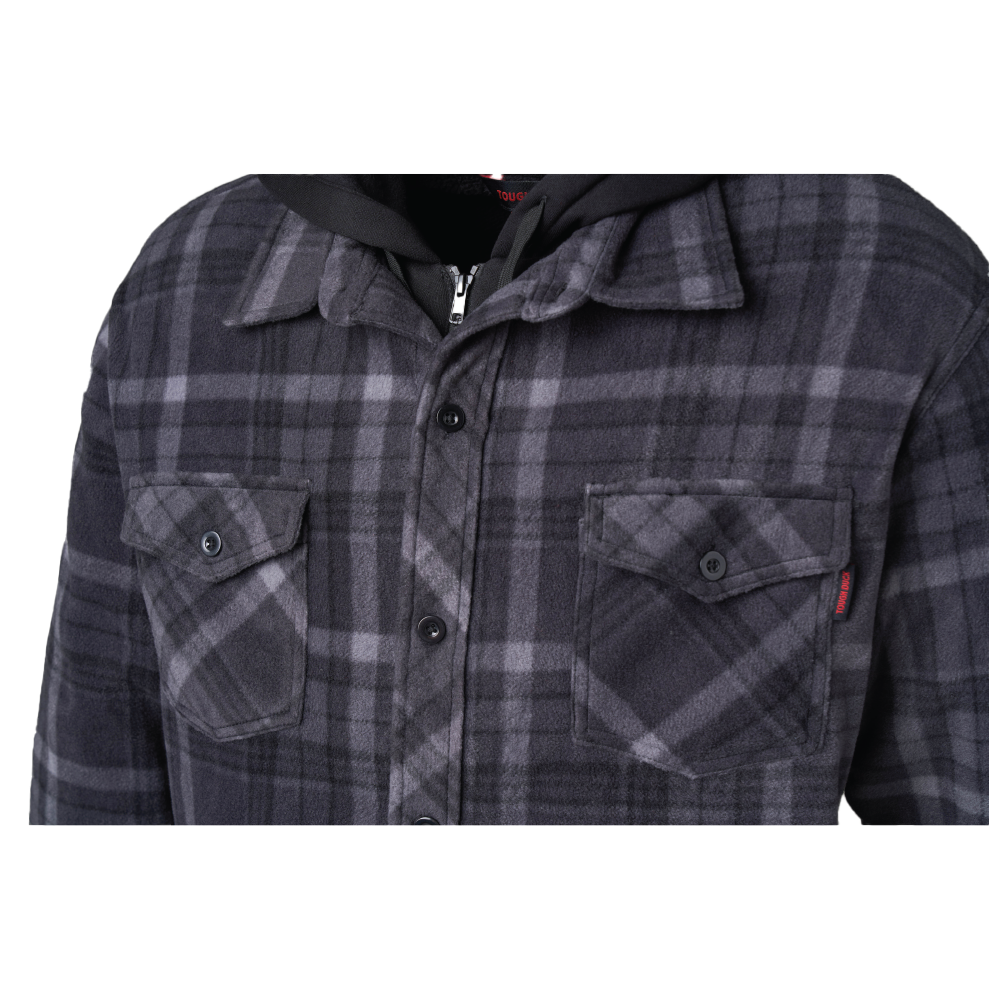 Tough Duck WS16 Sherpa-Lined Fleece Jac-Shirt - Charcoal Plaid