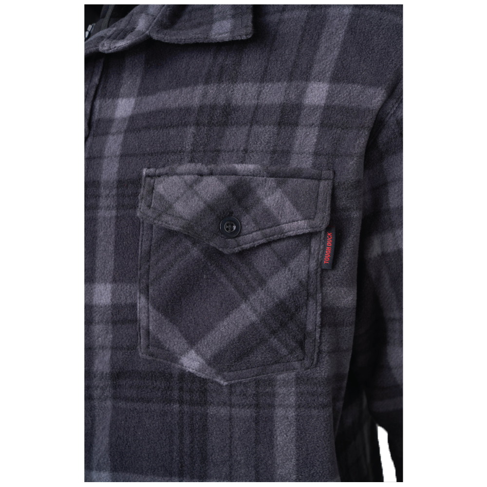 Tough Duck WS16 Sherpa-Lined Fleece Jac-Shirt - Charcoal Plaid