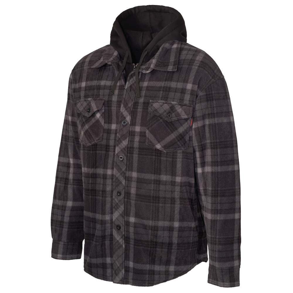 Tough Duck WS16 Sherpa-Lined Fleece Jac-Shirt - Charcoal Plaid