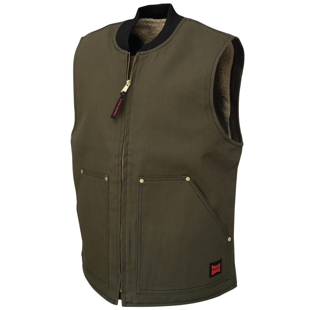 Tough Duck WV06 Duck Sherpa-Lined Vest - Olive
